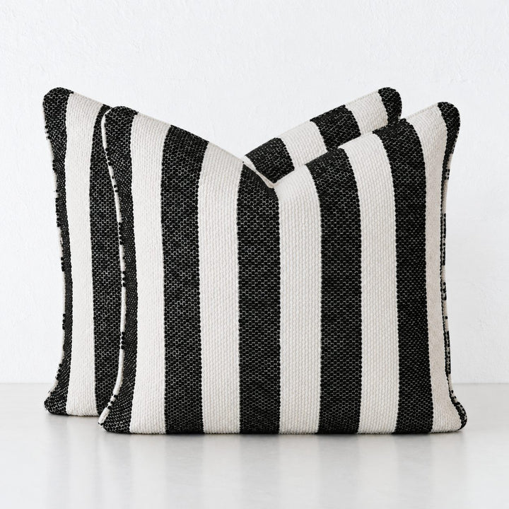 NAPOLI CUSHION BUNDLE X2  |  50X50  |  CARBON NOIR + BONE STRIPE