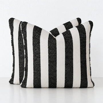 NAPOLI CUSHION BUNDLE X2  |  50X50  |  CARBON NOIR + BONE STRIPE