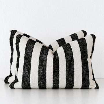 NAPOLI CUSHION BUNDLE X2  |  40X60  |  CARBON NOIR + BONE STRIPE