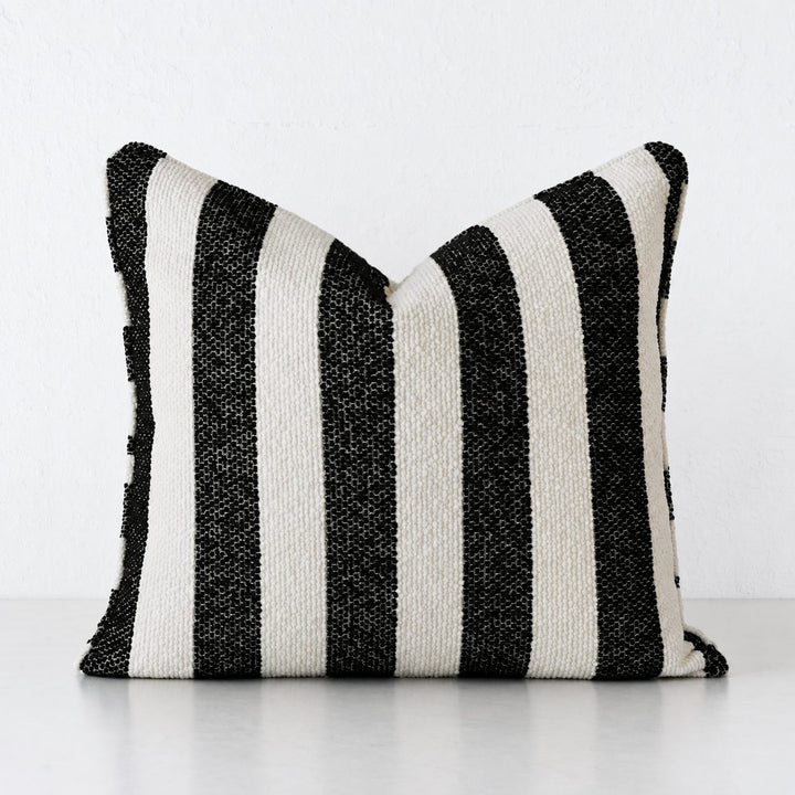 NAPOLI CUSHION  |  CARBON NOIR + BONE STRIPE  |  40X60 | 50X50 | 60X60