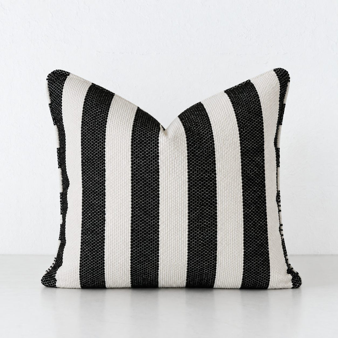 NAPOLI CUSHION  |  CARBON NOIR + BONE STRIPE  |  40X60 | 50X50 | 60X60