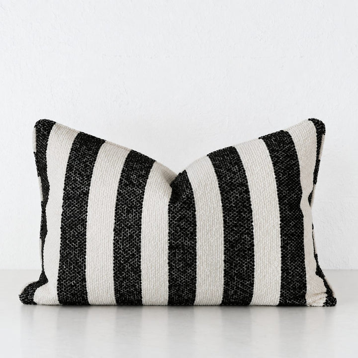 NAPOLI CUSHION  |  CARBON NOIR + BONE STRIPE  |  40X60 | 50X50 | 60X60