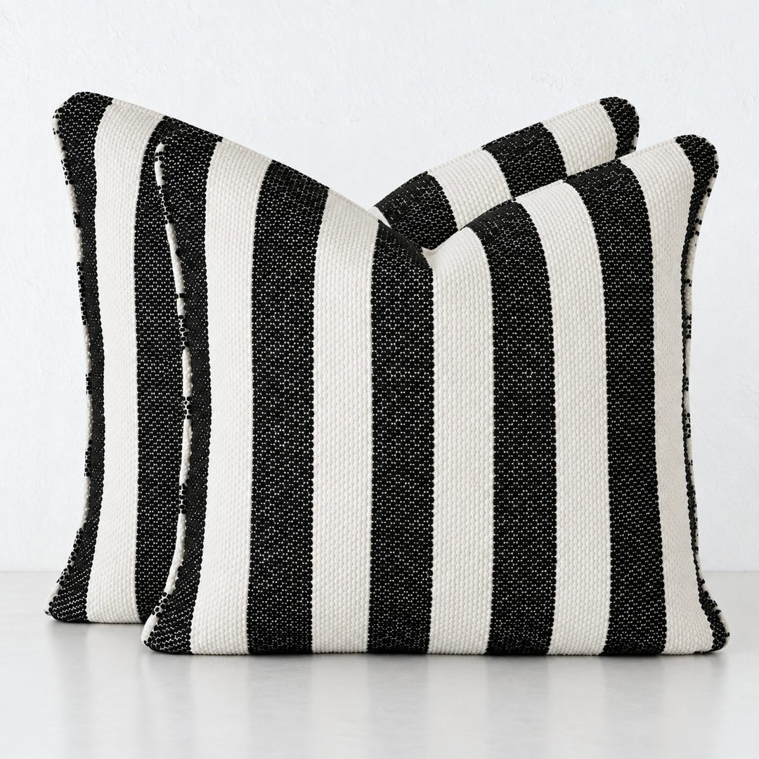 NAPOLI CUSHION BUNDLE X2  |  60X60  |  CARBON NOIR + BONE STRIPE