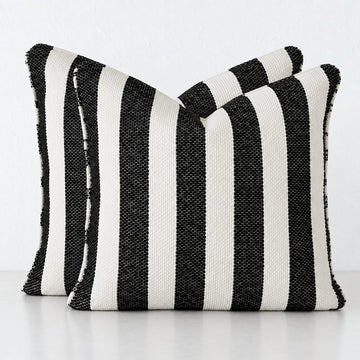 NAPOLI CUSHION BUNDLE X2  |  60X60  |  CARBON NOIR + BONE STRIPE