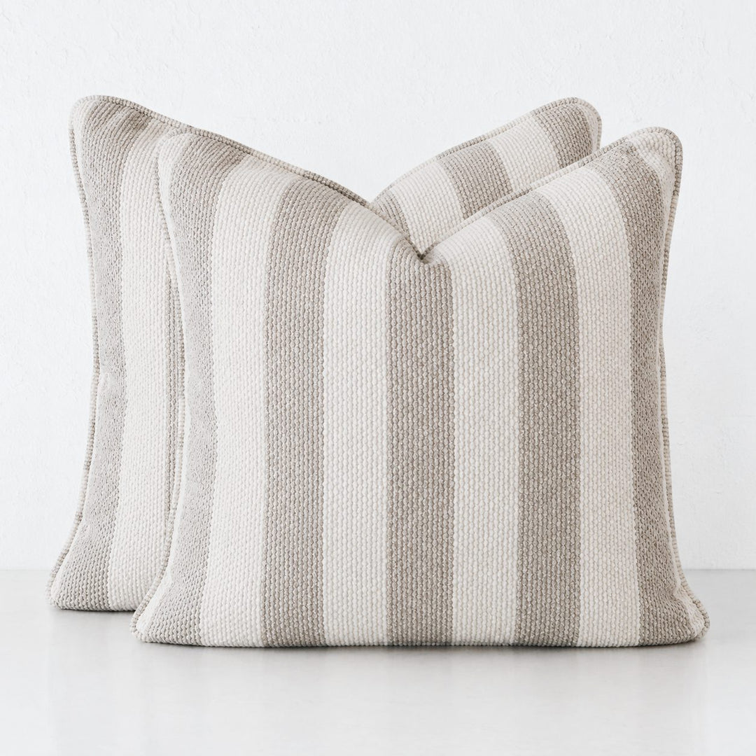 NAPOLI CUSHION BUNDLE X2  |  50X50  |  PEBBLE BEIGE + BONE STRIPE