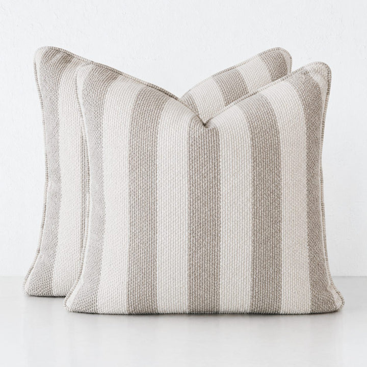 NAPOLI CUSHION BUNDLE X2  |  50X50  |  PEBBLE BEIGE + BONE STRIPE
