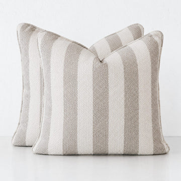 NAPOLI CUSHION BUNDLE X2  |  50X50  |  PEBBLE BEIGE + BONE STRIPE