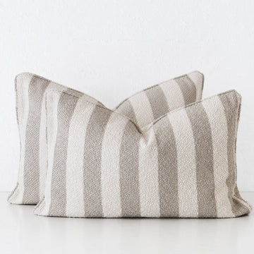 NAPOLI CUSHION BUNDLE X2  |  40X60  |  PEBBLE BEIGE + BONE STRIPE