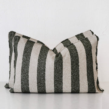 NAPOLI CUSHION BUNDLE X2  |  40X60  |  BLADE OLIVE + NATURAL STRIPE