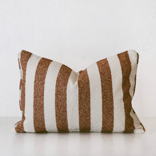 NAPOLI CUSHION  |  BURNT CARAMEL + BONE STRIPE  |  40X60 | 50X50 | 60X60