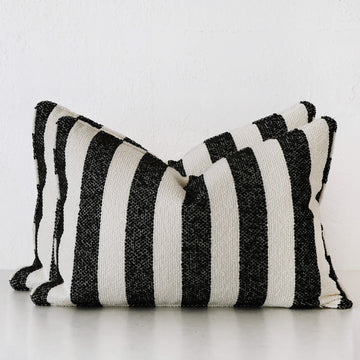 NAPOLI CUSHION BUNDLE X2  |  40X60  |  CARBON NOIR + BONE STRIPE