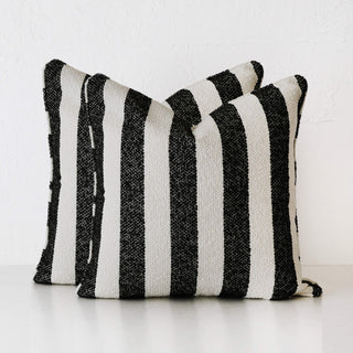NAPOLI CUSHION BUNDLE X2  |  50X50  |  CARBON NOIR + BONE STRIPE