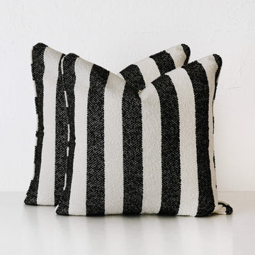 NAPOLI CUSHION BUNDLE X2  |  50X50  |  CARBON NOIR + BONE STRIPE