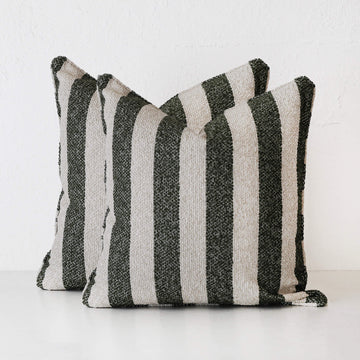 NAPOLI CUSHION BUNDLE X2  |  50X50  |  BLADE OLIVE + NATURAL STRIPE