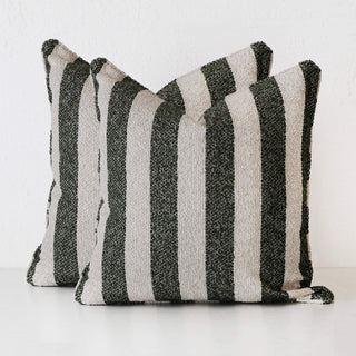 NAPOLI CUSHION BUNDLE X2  |  60X60  |  BLADE OLIVE + NATURAL STRIPE