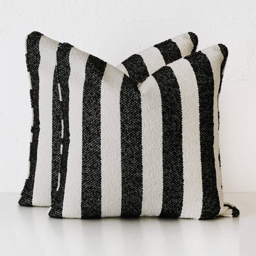 NAPOLI CUSHION BUNDLE X2  |  60X60  |  CARBON NOIR + BONE STRIPE
