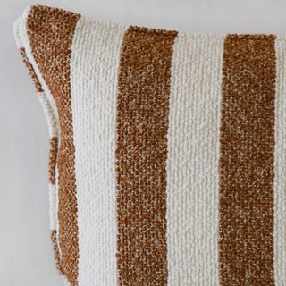 NAPOLI CUSHION  |  BURNT CARAMEL + BONE STRIPE