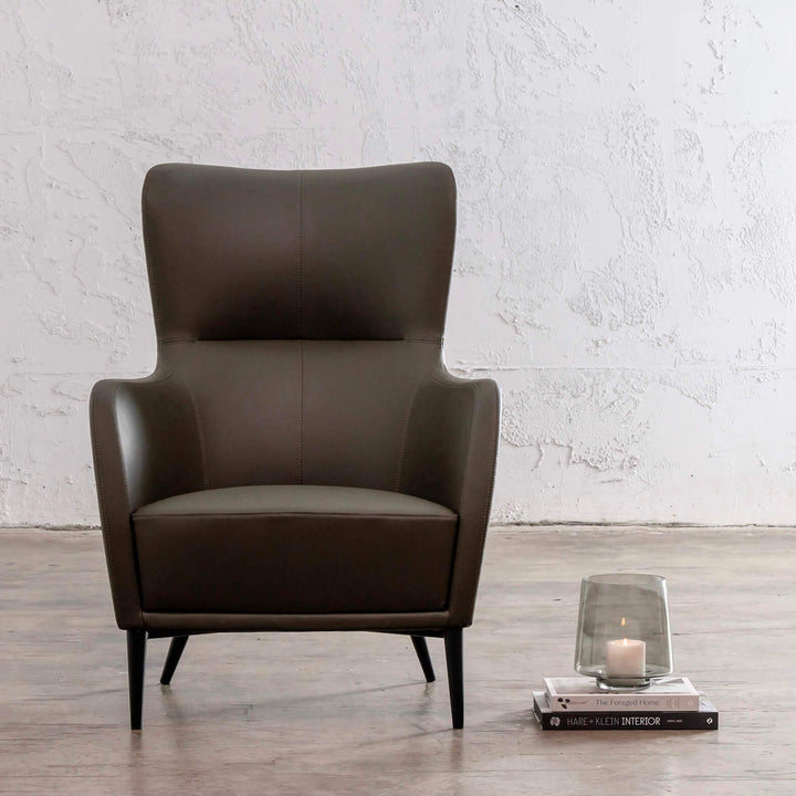 NEIMAN ARMCHAIR | GREEN SMOKE OLIVE VEGAN LEATHER