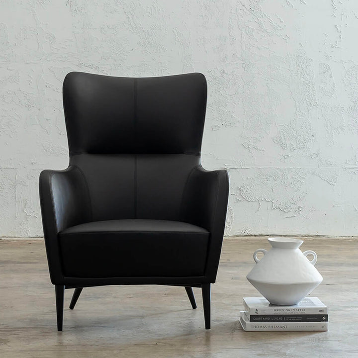 NEIMAN ARMCHAIR  |  NOIR BLACK VEGAN LEATHER