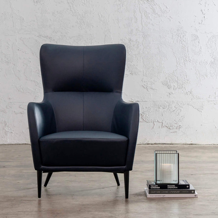 NEIMAN ARMCHAIR | LIQUORICE BLUE VEGAN LEATHER