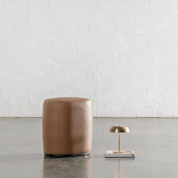 NEIMAN OTTOMAN  |  CANYON TAN VEGAN LEATHER