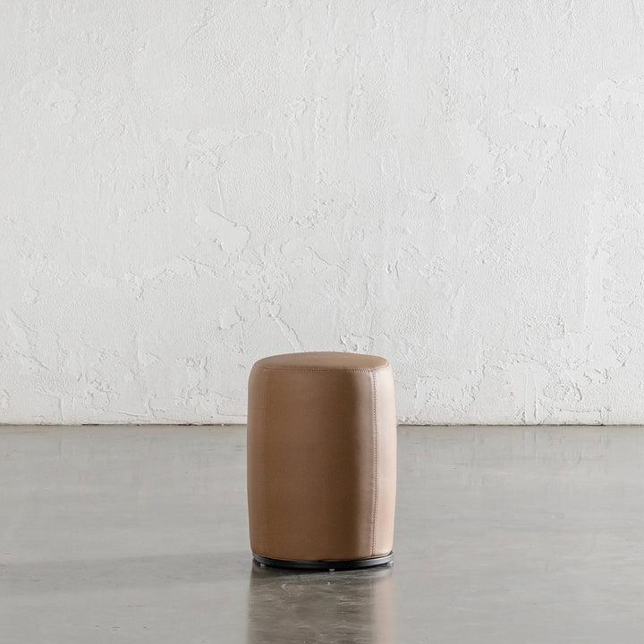 NEIMAN OTTOMAN  |  CANYON TAN VEGAN LEATHER