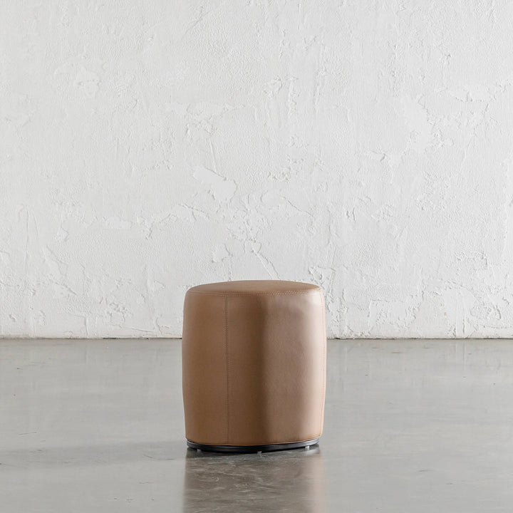 NEIMAN OTTOMAN  |  CANYON TAN VEGAN LEATHER