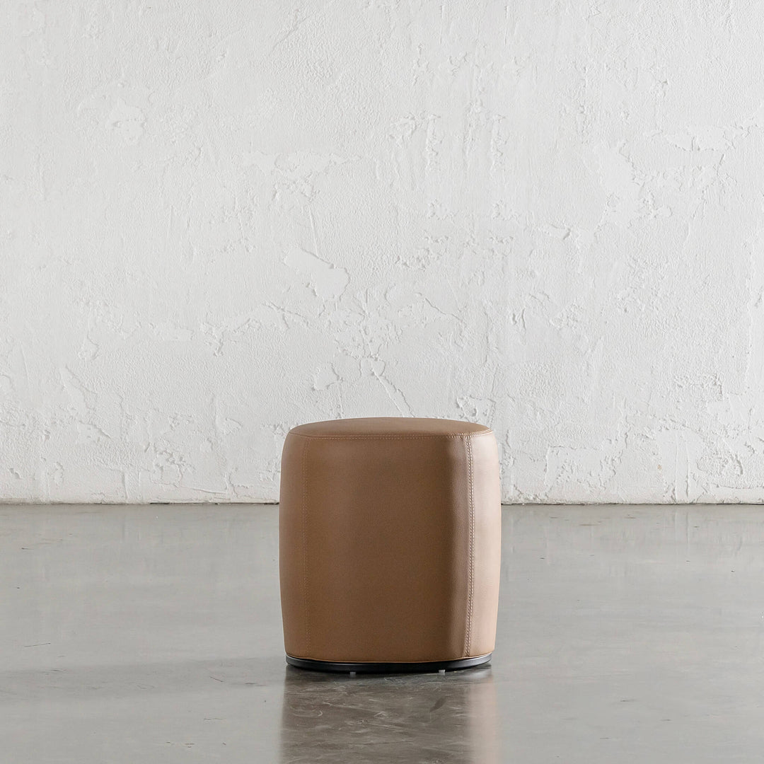 NEIMAN OTTOMAN  |  CANYON TAN VEGAN LEATHER