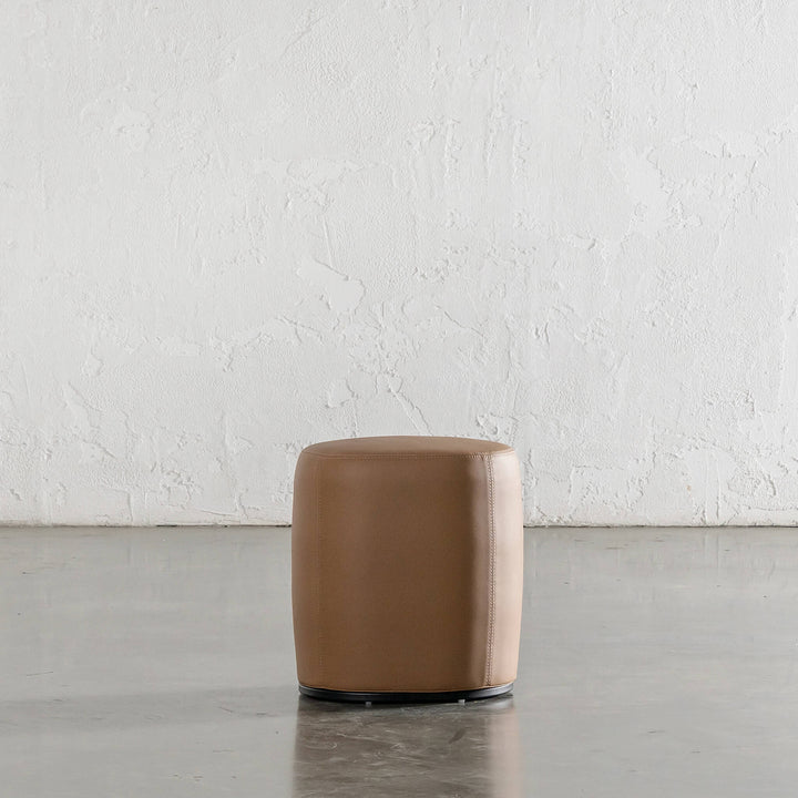 NEIMAN OTTOMAN  |  CANYON TAN VEGAN LEATHER