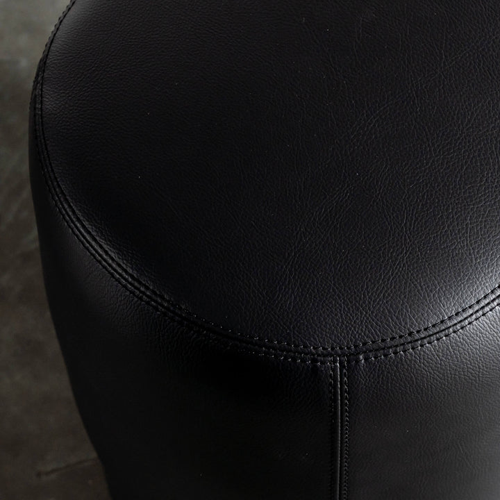 NEIMAN OTTOMAN  |  NOIR BLACK VEGAN LEATHER