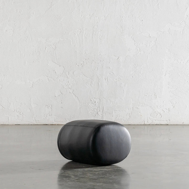 NEIMAN OTTOMAN  |  NOIR BLACK VEGAN LEATHER