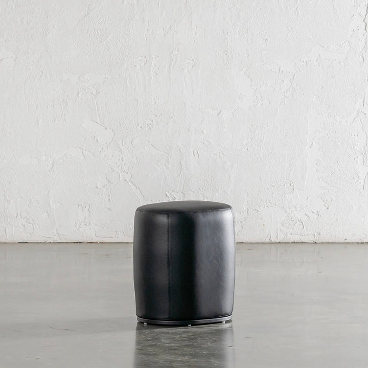 NEIMAN OTTOMAN  |  NOIR BLACK VEGAN LEATHER