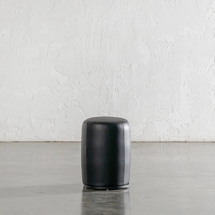 NEIMAN OTTOMAN  |  NOIR BLACK VEGAN LEATHER