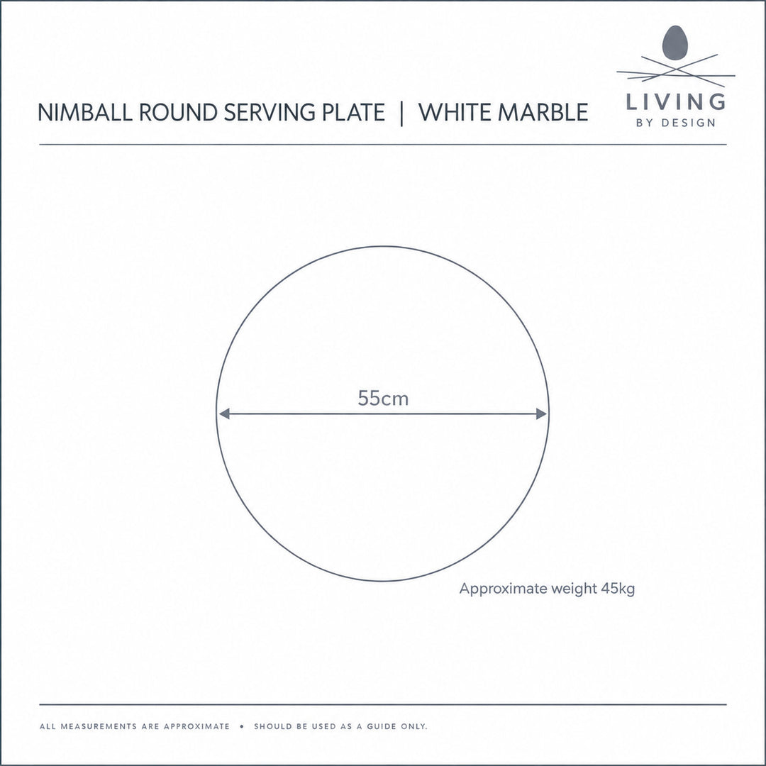 NIMBALL ROUND SERVING PLATE  |  55CM  |  WHITE MARBLE