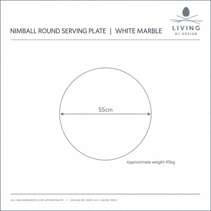 NIMBALL ROUND SERVING PLATE  |  55CM  |  WHITE MARBLE