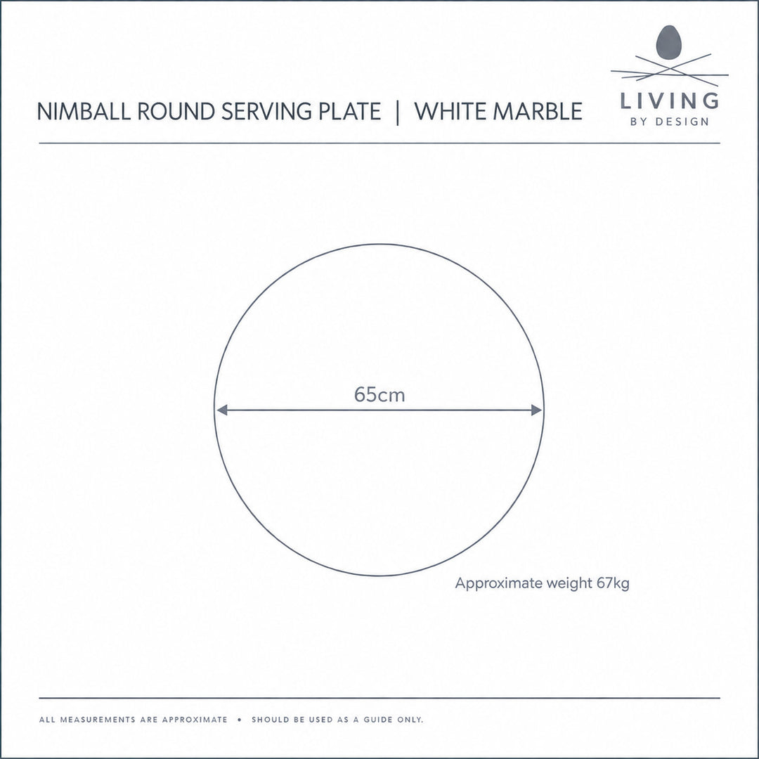 NIMBALL ROUND SERVING PLATE  |  65CM  |  WHITE MARBLE