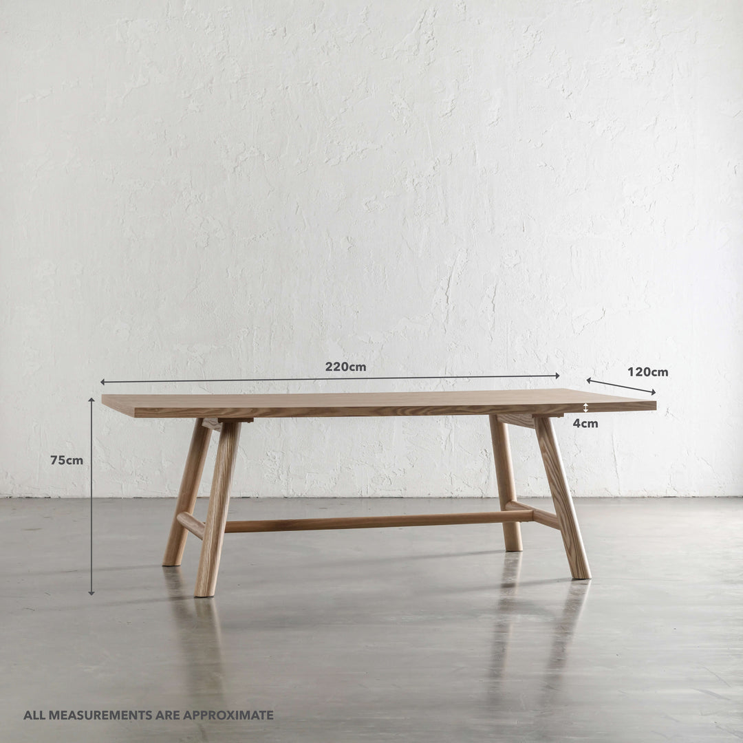 NOMA TRESTLE DINING TABLE  |  BIRCH ASH WOOD GRAIN  |  220CM