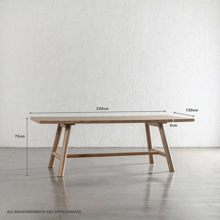 NOMA TRESTLE DINING TABLE  |  BIRCH ASH WOOD GRAIN  |  220CM