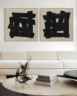 LBD EXCLUSIVE  |  NORTE FRAMED CANVAS PRINT  |  SET OF 2  |  100CM X 100CM  |  BLACK + NATURAL