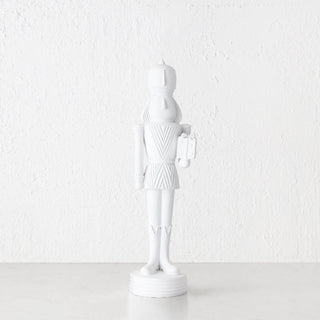 NUTCRACKER WITH PRESENT TABLE DECORATION  |  39CM  |  WHITE RESIN