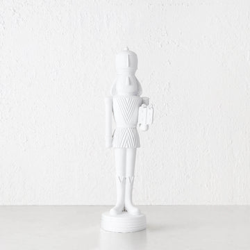 NUTCRACKER WITH PRESENT TABLE DECORATION  |  39CM  |  WHITE RESIN