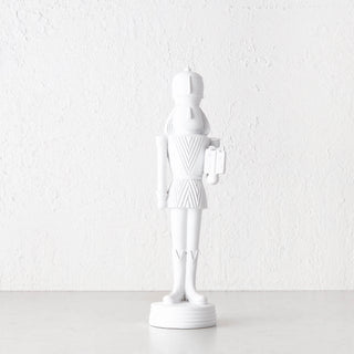 NUTCRACKER WITH PRESENT TABLE DECORATION  |  39CM  |  WHITE RESIN