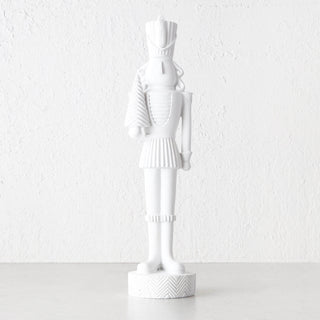 NUTCRACKER WITH TREE TABLE DECORATION  |  46CM  |  WHITE RESIN
