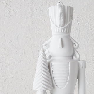 NUTCRACKER WITH TREE TABLE DECORATION  |  46CM  |  WHITE RESIN