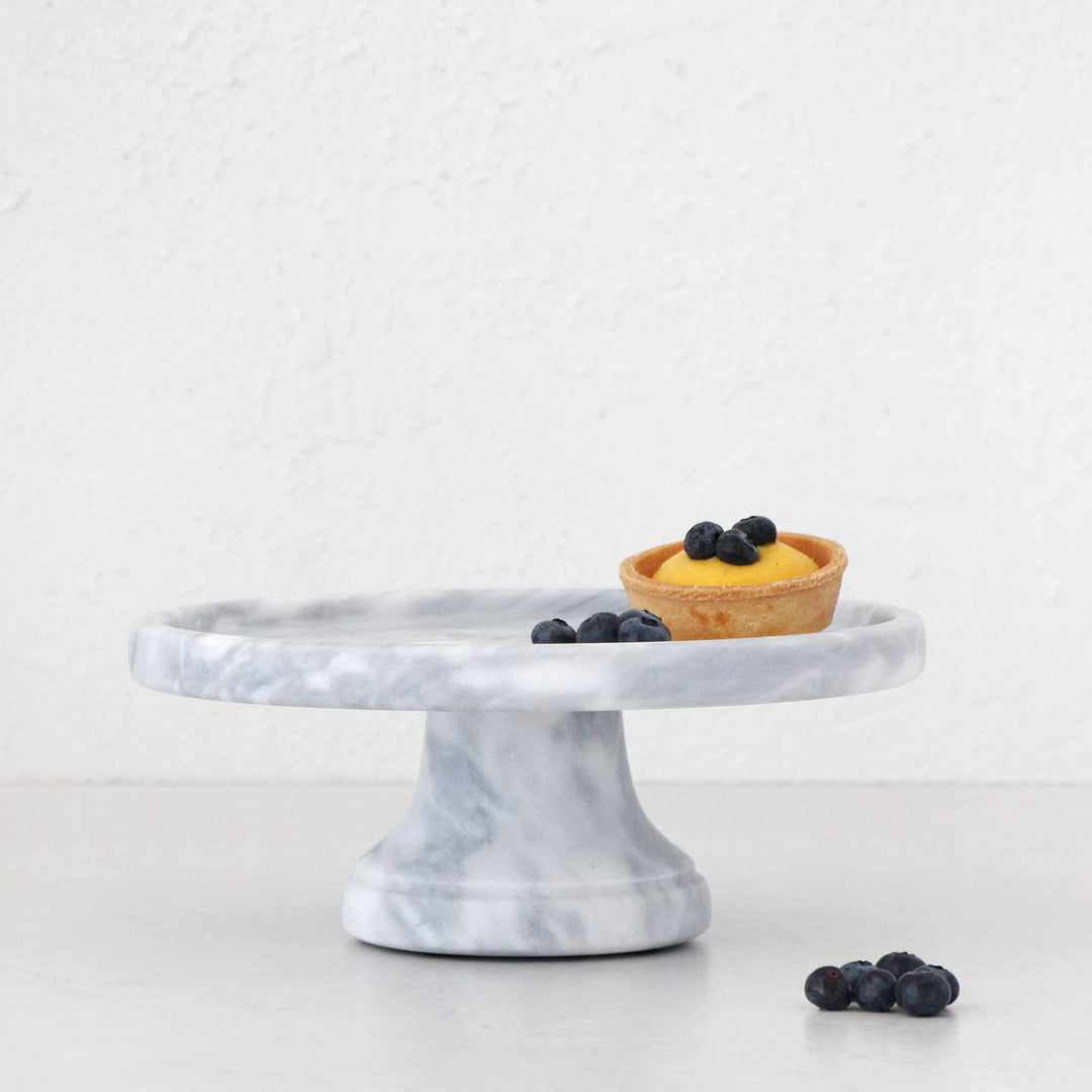 NUVOLO FOOTED STAND + FRUIT BOWL BUNDLE  |  ASH GREY MARBLE