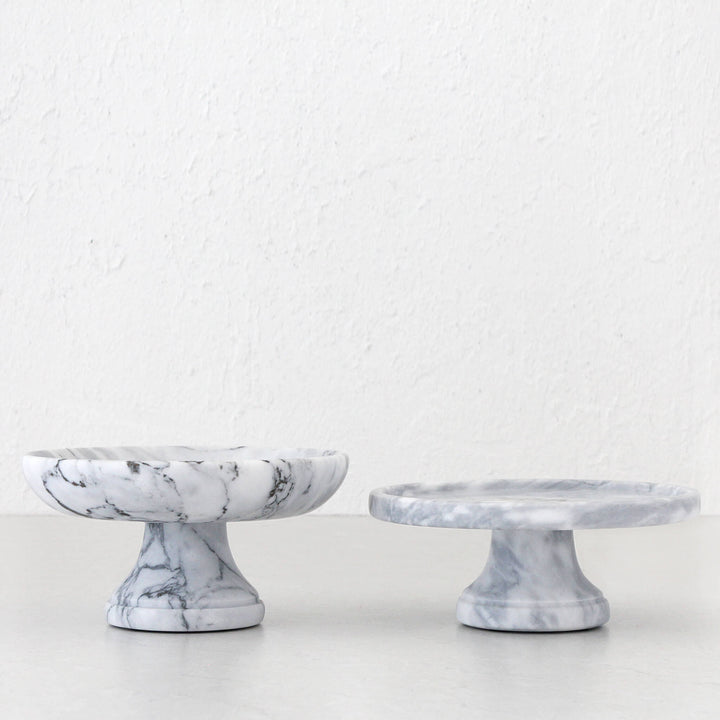 NUVOLO FOOTED STAND + FRUIT BOWL BUNDLE | ASH GREY MARBLE