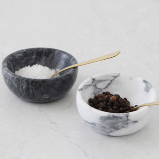 NUVOLO  |  PINCH POT + SPOON SET OF 2  |  ASH GREY + WHITE MARBLE