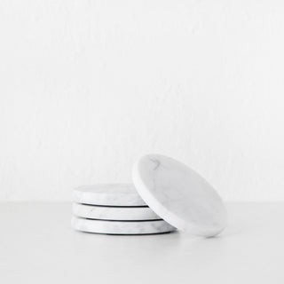 NUVOLO ROUND MARBLE COASTER | WHITE | SET OF 4