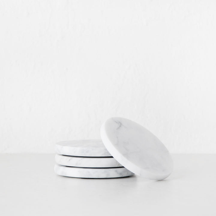 NUVOLO ROUND MARBLE COASTER | WHITE | SET OF 4