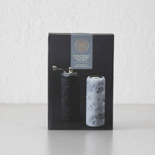 NUVOLO  |  SALT + PEPPER MILL SET OF 2  |  ASH GREY + WHITE MARBLE